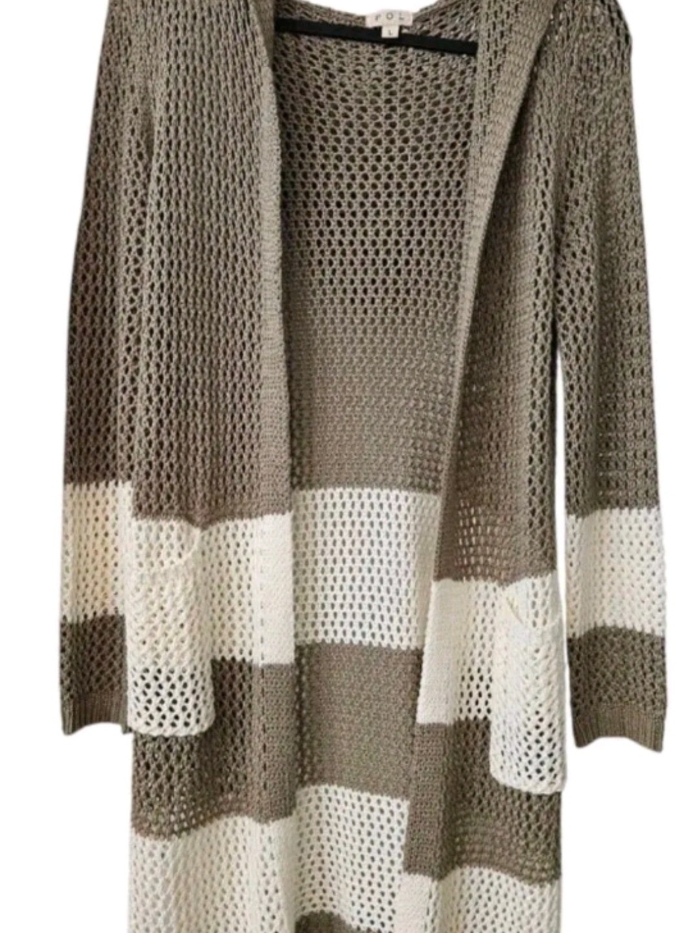 POL Long Sleeve Roomy Fit Crochet Cardigan